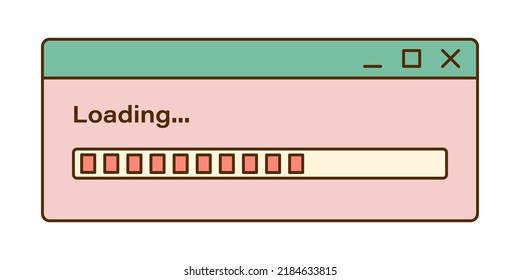 Vector Retro Loading Window. Nostalgic UI. Retro Vaporwave Computer Interface. Progress Bar.