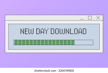 Vector Retro Loading Window. Nostalgic UI. Retro Vaporwave Computer Interface. Progress Bar.