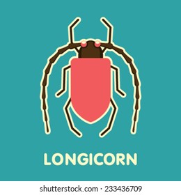 Vector Retro Longicorn Beetle Illustration 