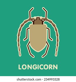 Vector Retro Longicorn Beetle Illustration 