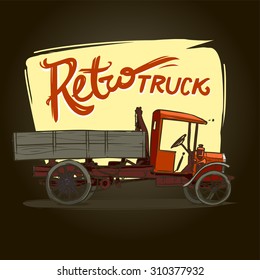 Vector retro lorry isolated. Old vintage truck