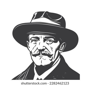 Vector retro man face icon