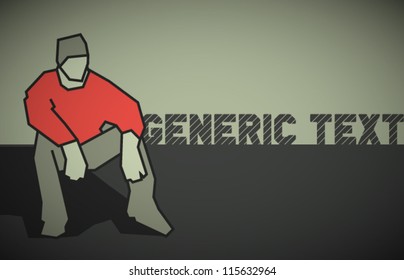  Vector Retro Man Sitting Scene