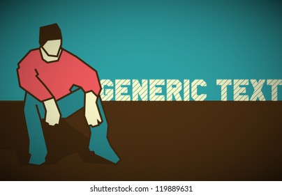  Vector Retro Man Sitting Scene