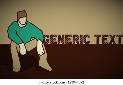 Vector Retro Man Sitting Scene