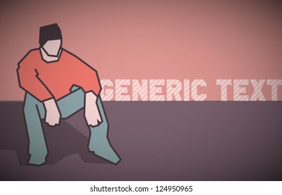 Vector Retro Man Sitting Scene