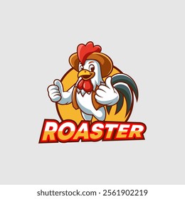 Vector retro mascot rooster cowboy