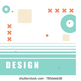 Vector retro memphis pattern with geometric elements. Modern trendy geometry in hipster style template for banner, flyer, card, invitations, brochure and poster element for party and event wi