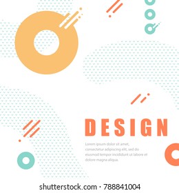 Vector retro memphis pattern with geometric elements. Modern trendy geometry in hipster style template for banner, flyer, card, invitations, brochure and poster element for party and event