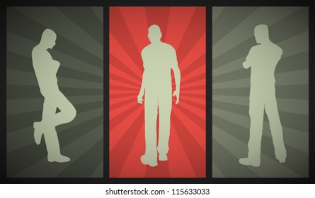  Vector Retro Men Silhouette