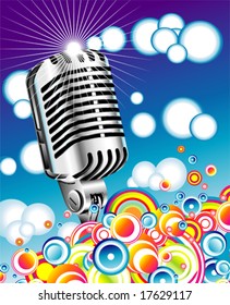 VECTOR retro microphone in the Blue sky