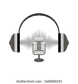 Vector Retro Microphone Icon Isolated on White Background.