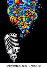 VECTOR retro microphone singing bubbles