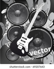 VECTOR Retro Music Event Background with a colorful Electric Guitar