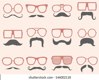vector retro mustaches set - Separate layers for easy editing