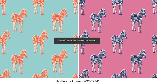 Vector retro neon color Zebra illustration motif seamless repeat pattern digital file artwork home decor print fashion fabric textile pop art 