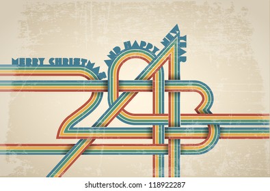 Tarjeta de año nuevo vectorial retro - 2013 hecha con rayas