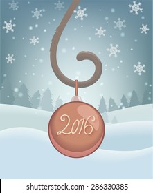 Vector retro new year of monkey card 2016 