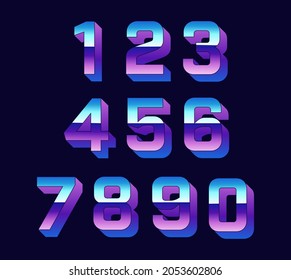 Vector retro numbers. Set of colorful numbers.