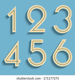 Vector retro numbers. Volumetric numbers. Vintage typography. 3D EPS10