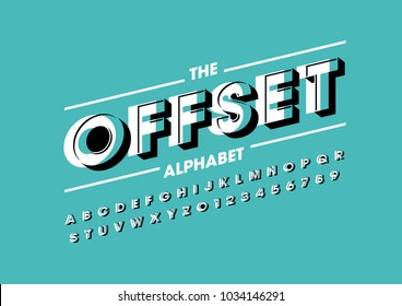 Vector Of Retro Offset Font And Alphabet