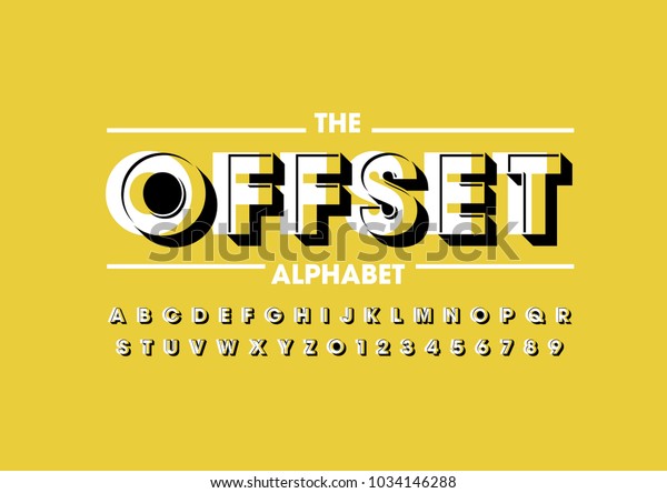 Vector Retro Offset Font Alphabet Stock Vector Royalty Free