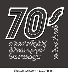 Vector retro old italic lower case alphabet letters, for use as poster design elements