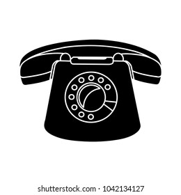 vector retro old phone icon - telephone illustration - communication symbol - contact sign