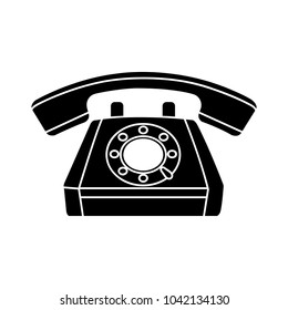 Vector Retro Old Phone Icon - Telephone Illustration - Communication Symbol - Contact Sign