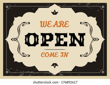 Vector retro Open sign for shops and cafe