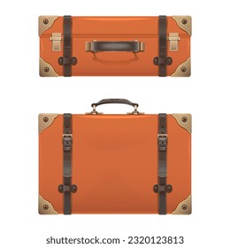 Vector Retro Orange Baggage Icons isolated on white background