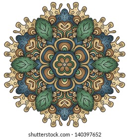 Vector retro ornamental round lace pattern, circle background with many details, looks like crocheting handmade lace, lacy arabesque designs. Orient traditional ornament. Oriental motif