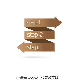 Vector retro Paper Progress background / product choice or versions. vector vintage brown origami ribbon banner.