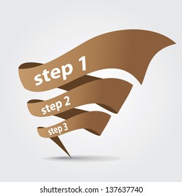 Vector retro Paper Progress background / product choice or versions. vector vintage brown origami ribbon banner.