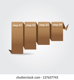 Vector retro Paper Progress background / product choice or versions. vector vintage brown origami ribbon banner.