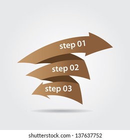 Vector retro Paper Progress background / product choice or versions. vector vintage brown origami ribbon banner.