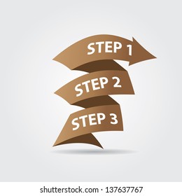 Vector retro Paper Progress background / product choice or versions. vector vintage brown origami ribbon banner.