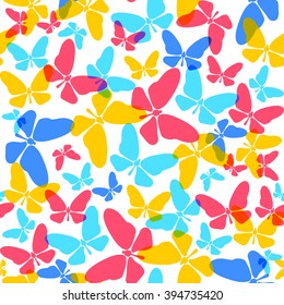 Vector retro pattern with colorful butterflies