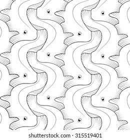 vector retro pattern with floating Japanese carp. art nouveau style