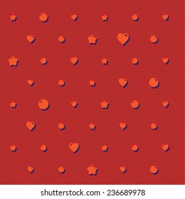 Vector retro pattern with hearts and dots on textured background