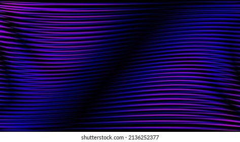 Vector retro pattern wave lines trendy cyberpunk background. Geometric shape futuristic gradient color neon light blue-pink purple glow blacklight dark background. concept design cyberpunk background