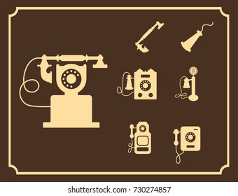 Vector retro phone icon set , vintage light icons