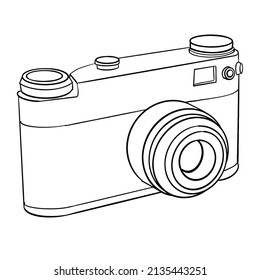 Vector retro photo camera isolated on white background