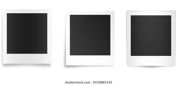 Vector retro photo frames with shadow isolated on white background.
