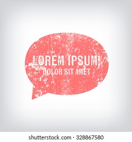 Vector retro pink grungy weathered speech bubble 