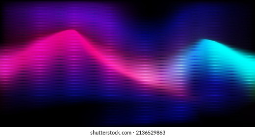 Vector retro pink-purple blue-black gradient background cyberpunk. Pattern lines degrade color digital waves background. Concept futuristic neon light background spectrum. Design for banner web poster