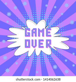 Vector Retro Pixel Game Over Sign on Colored Background. Gaming Concept. Video Game Screen.