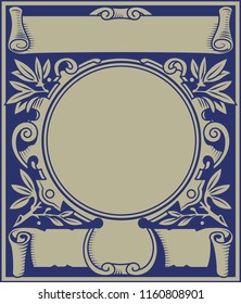 Vector Retro Placard Decorative Background. Victorian Poster Template