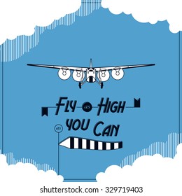 Vector retro plane typographic card illustration eps 10