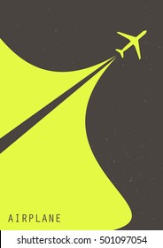 Vector retro poster with airplanes and stream jet, pop - art minimalistic style, for travel agencies, aviation companies